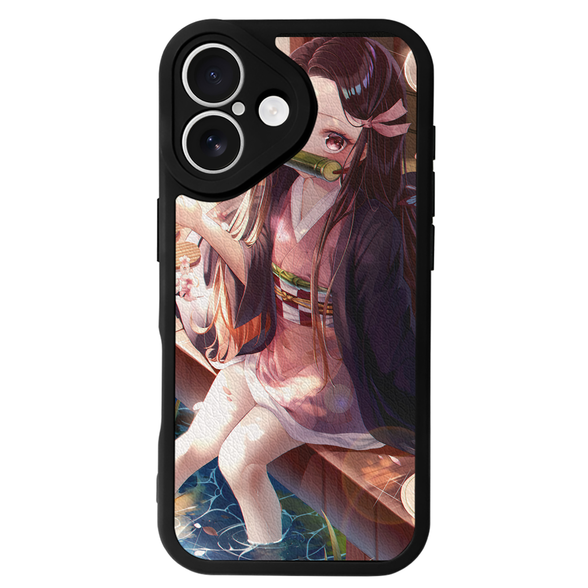 （画像用） 鬼滅の刃（きめつのやいば）竈門 禰󠄀豆子／かまど ねずこ Kamado Nezuko 【iPhone 16シリーズ対応】シリコンスマホケース（レザー調） 材質：シリコン
